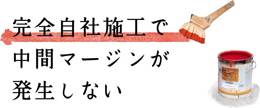 完全自社施工で中間マージンが発生しない